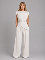 Women's Draped Two-Piece Co-Ord Set for Everyday Ease