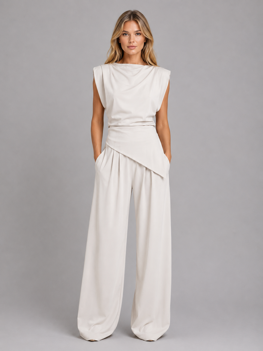 Women's Draped Two-Piece Co-Ord Set for Everyday Ease