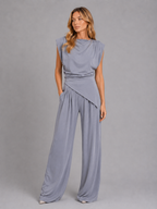 Women's Draped Two-Piece Co-Ord Set for Everyday Ease