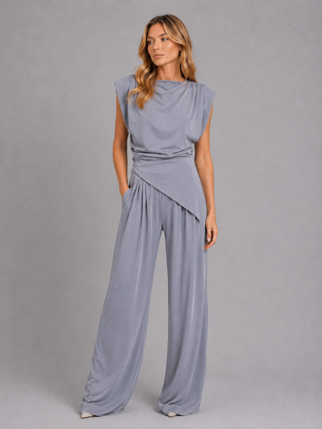Women's Draped Two-Piece Co-Ord Set for Everyday Ease