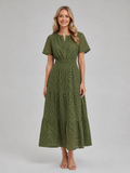 Women's Eyelet A-Line Midi Dress for Summer