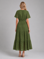 Women's Eyelet A-Line Midi Dress for Summer