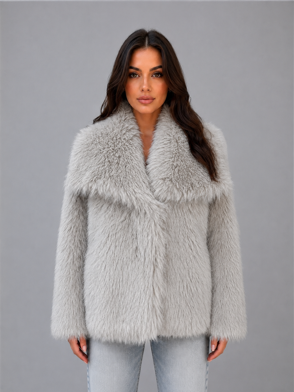 Women's Faux Fur Shawl Collar Jacket