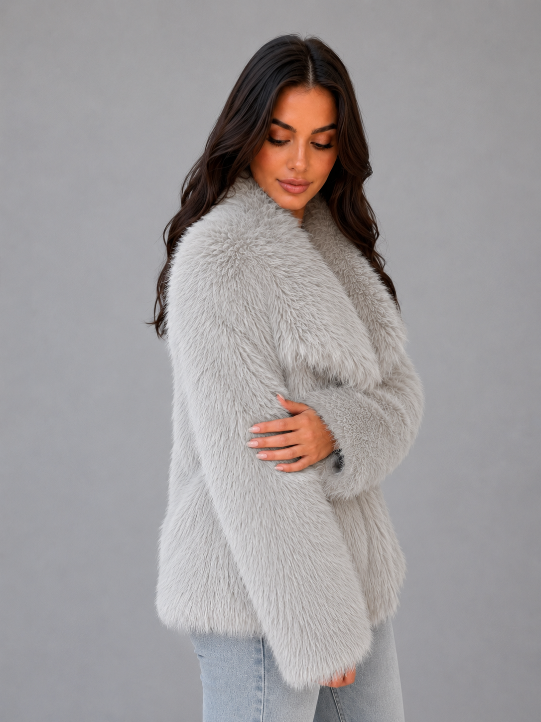 Women's Faux Fur Shawl Collar Jacket