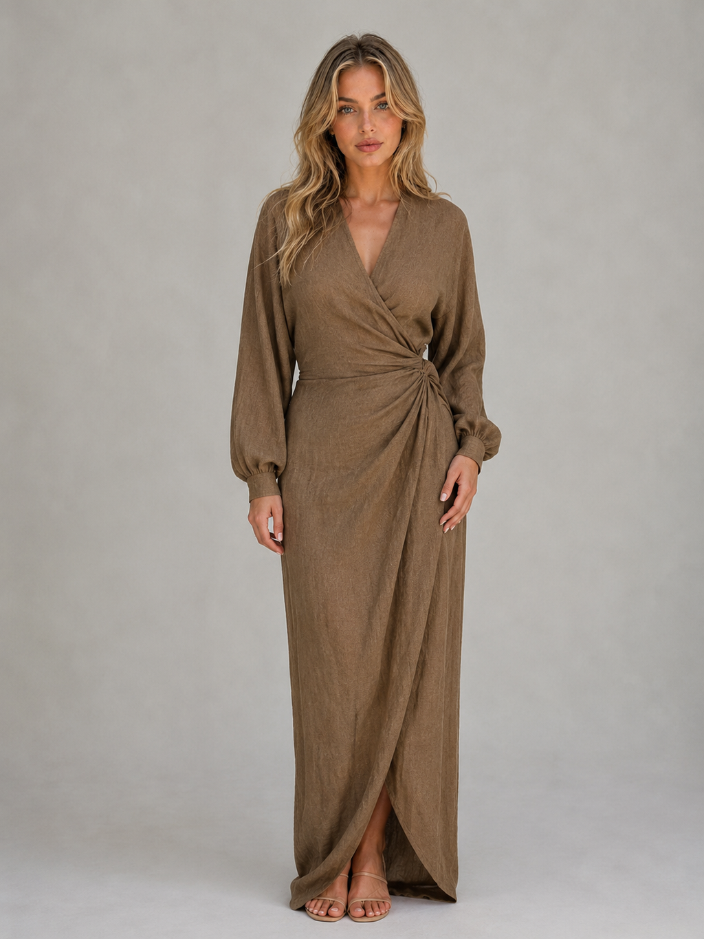 Women's Ruched Wrap Maxi Dress