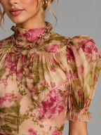Women's Floral Chiffon Fishtail Maxi Dress