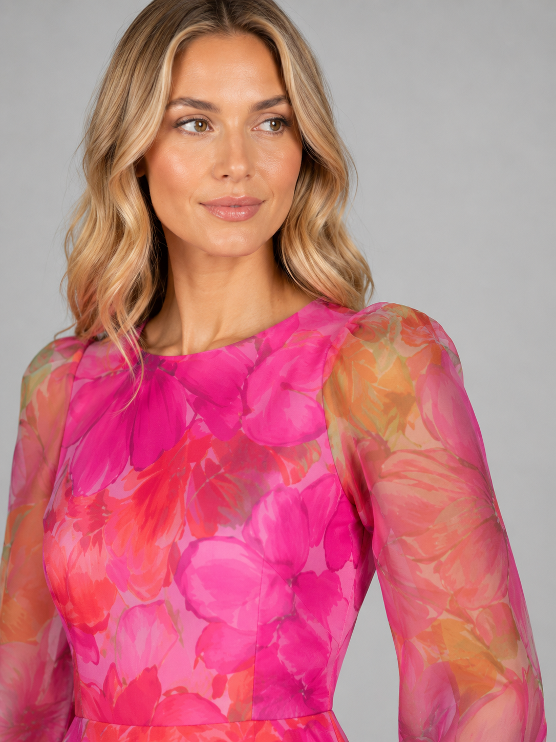 Women's Floral Chiffon Midi Dress for Summer