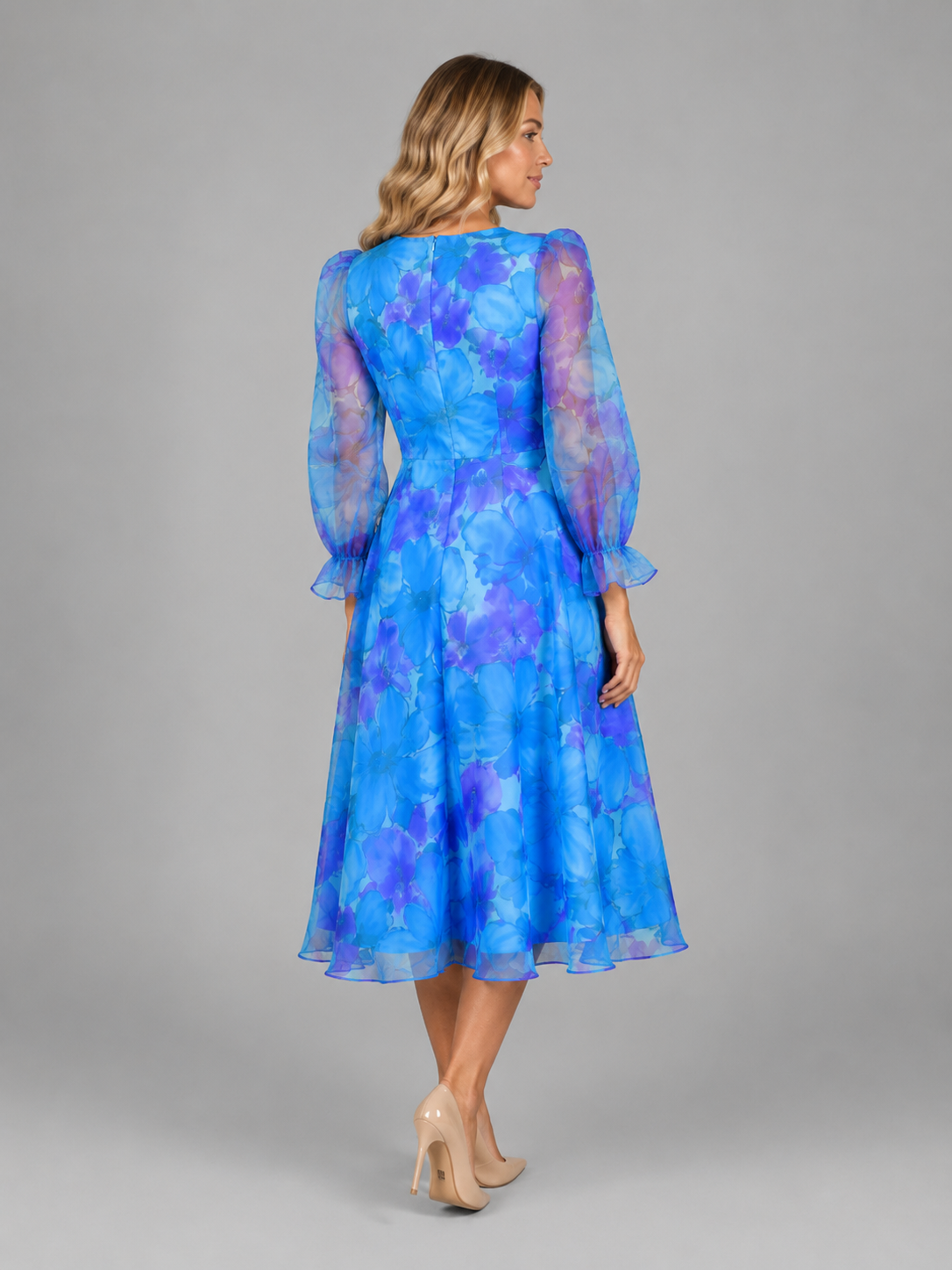 Women's Floral Chiffon Midi Dress for Summer
