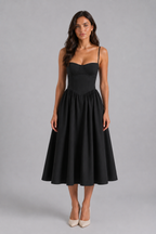 Women's Floral Corset Midi Dress for Wedding Guests