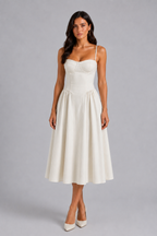 Women's Floral Corset Midi Dress for Wedding Guests