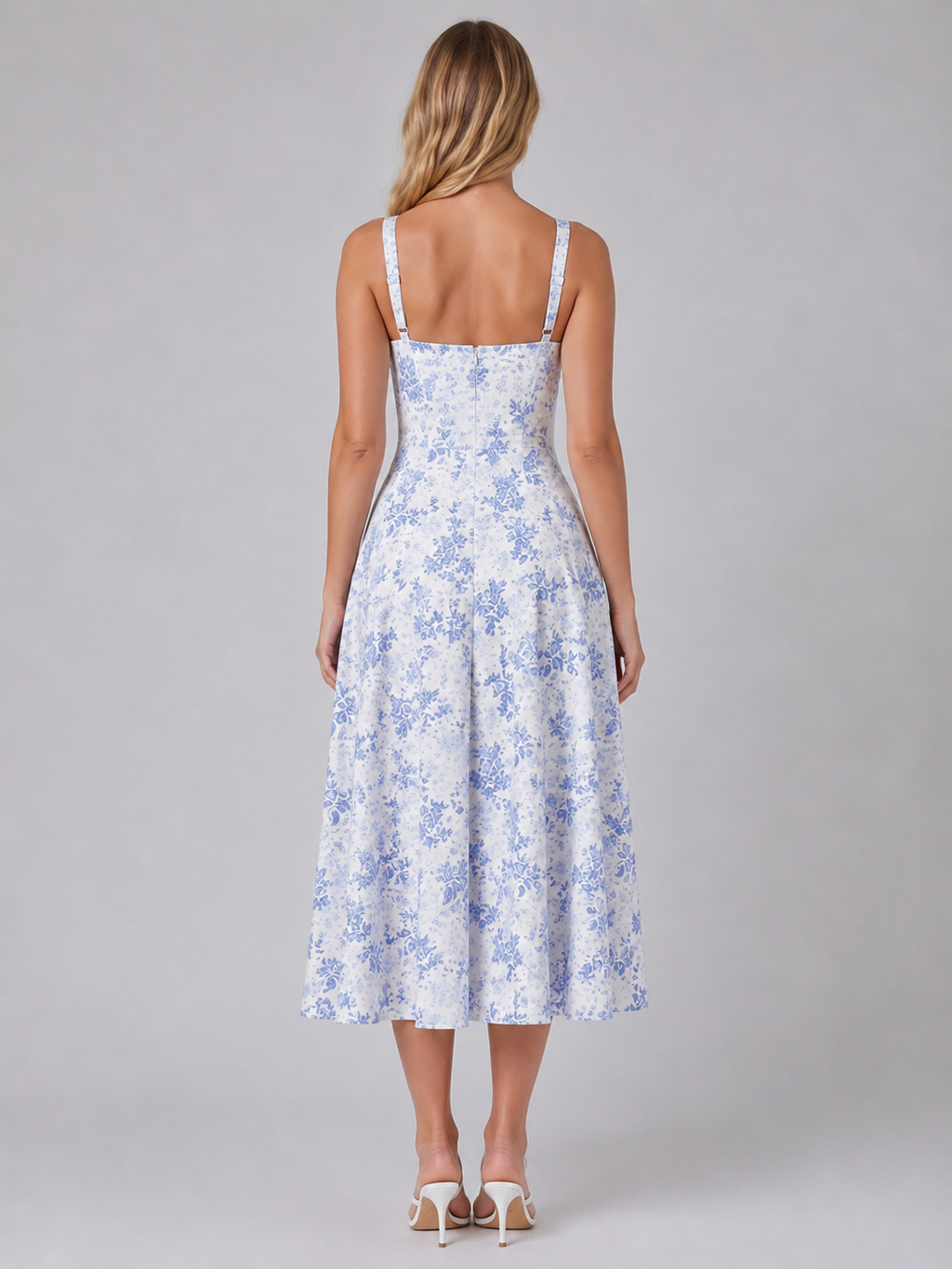 Women's Floral Corset Midi Dress for Wedding Guests