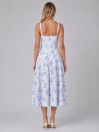 Women's Floral Corset Midi Dress for Wedding Guests