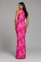 Women's Floral Embroidered Sleeveless Maxi Dress for Evenings