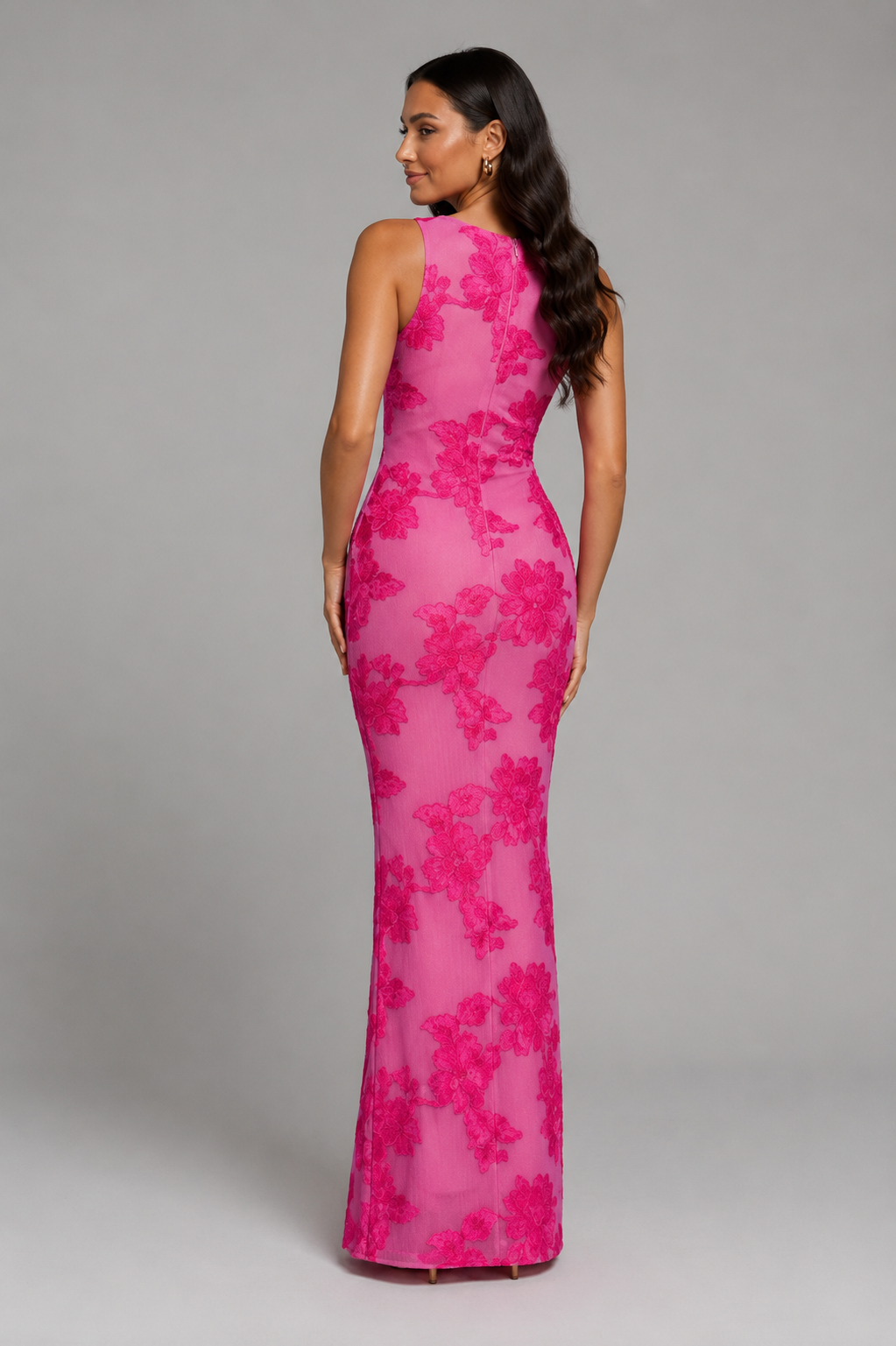 Women's Floral Embroidered Sleeveless Maxi Dress for Evenings