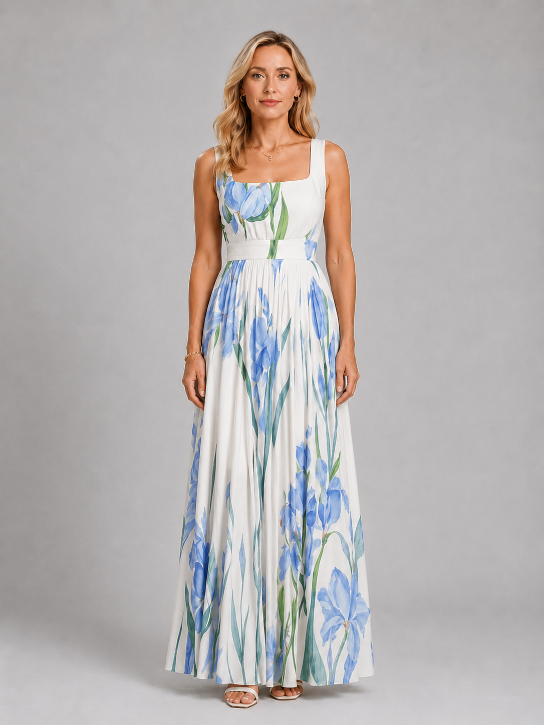 Women's Floral Maxi Dress with A-Line Fit