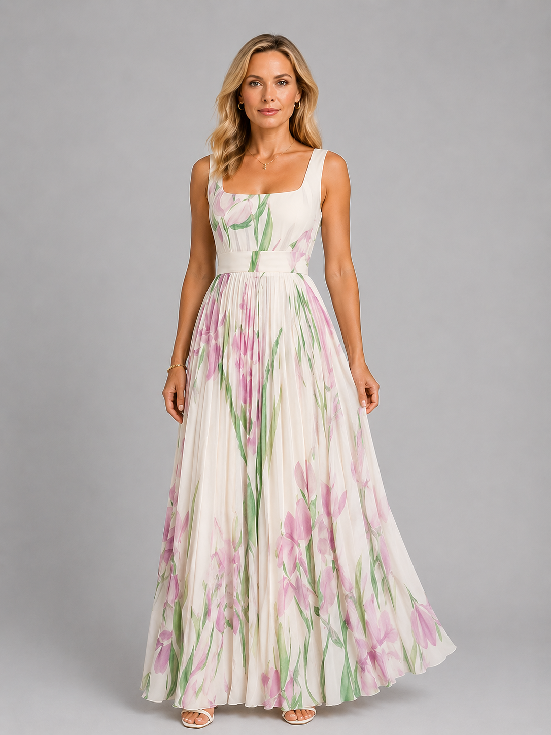 Women's Floral Maxi Dress with A-Line Fit