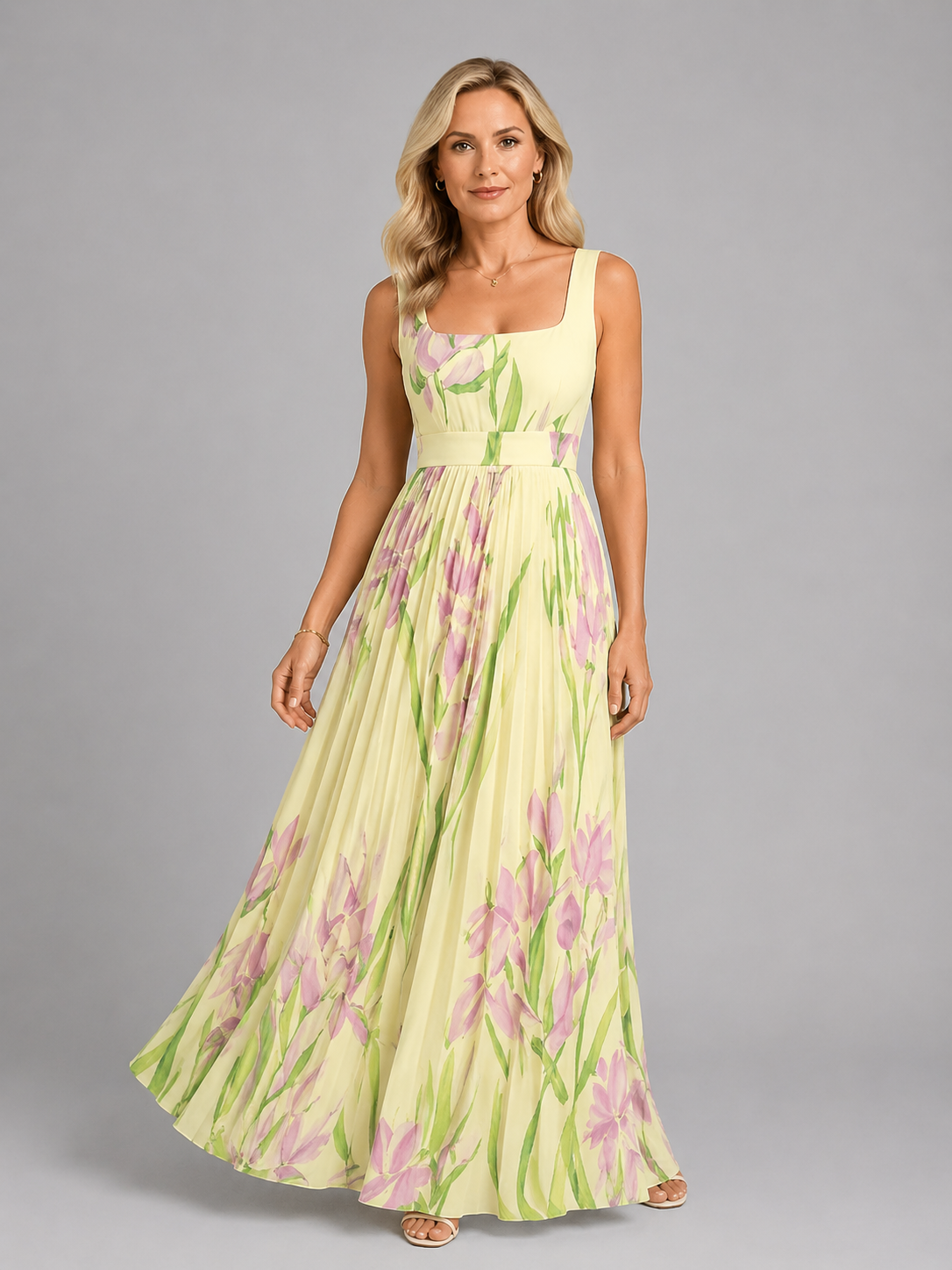 Women's Floral Maxi Dress with A-Line Fit