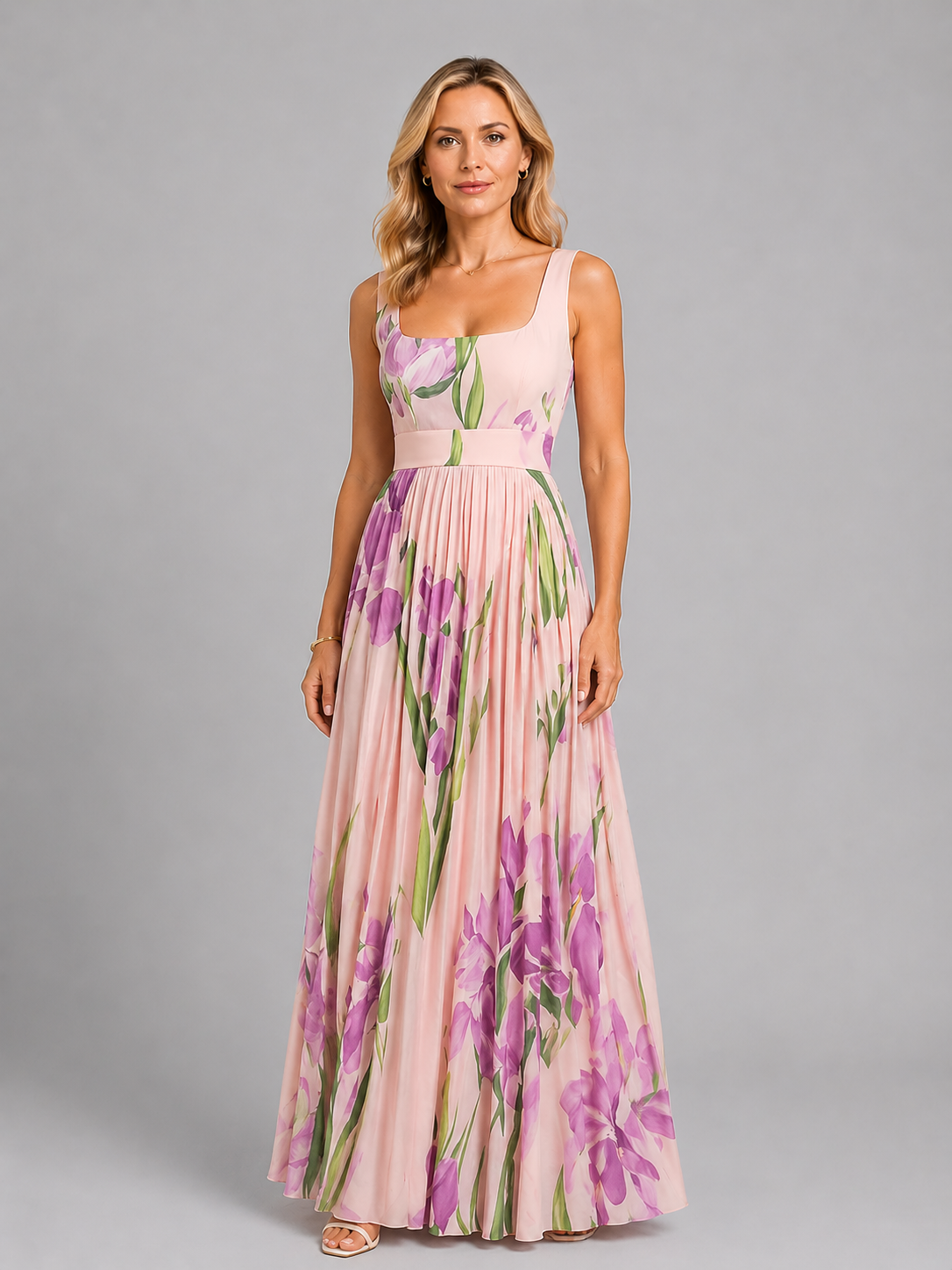 Women's Floral Maxi Dress with A-Line Fit