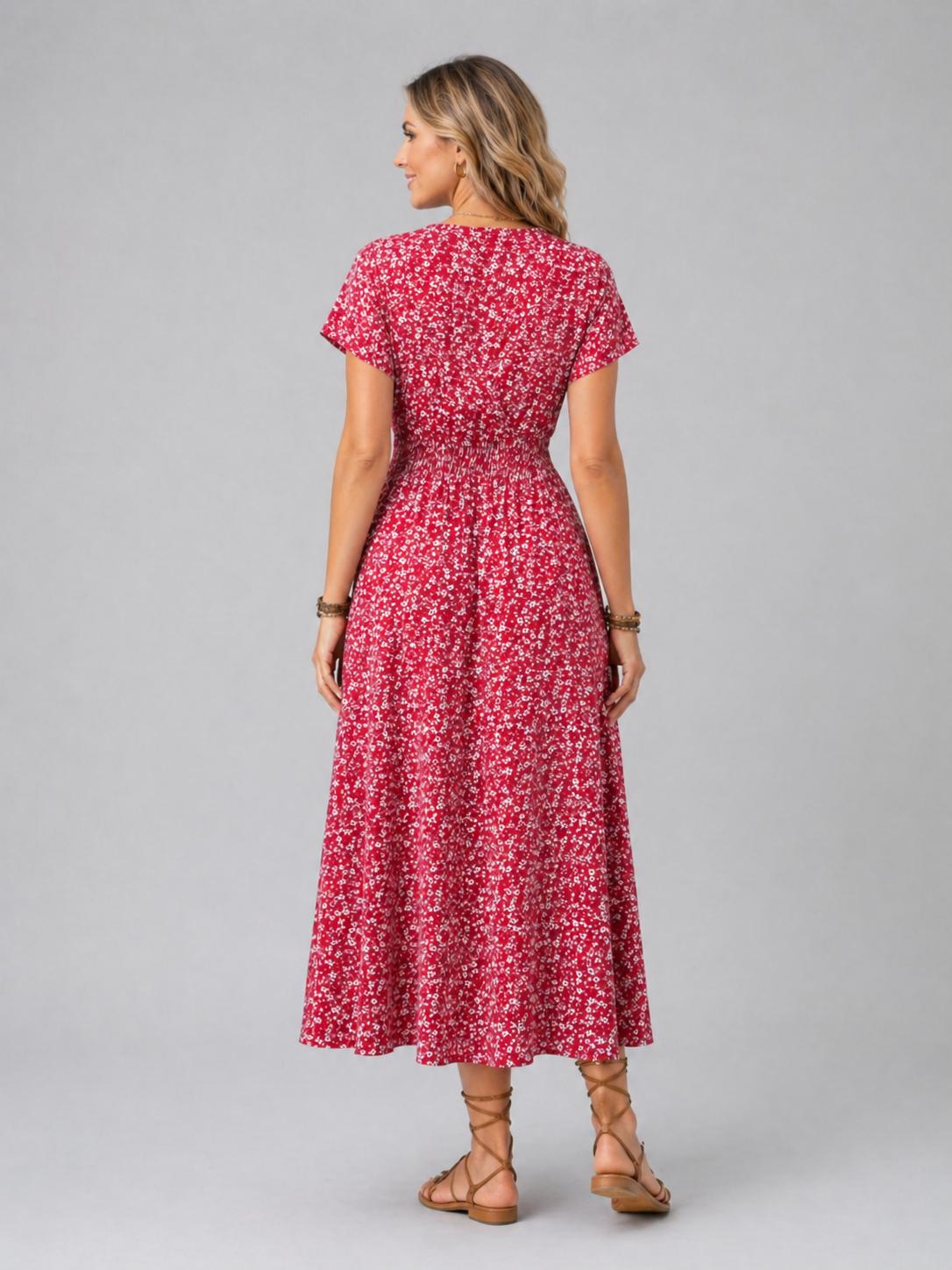 Women's Floral Maxi Dress with Butterfly Sleeves