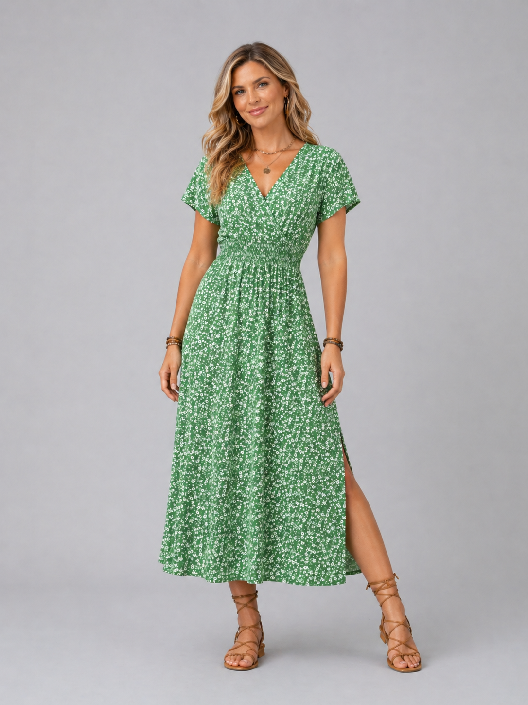 Women's Floral Maxi Dress with Butterfly Sleeves