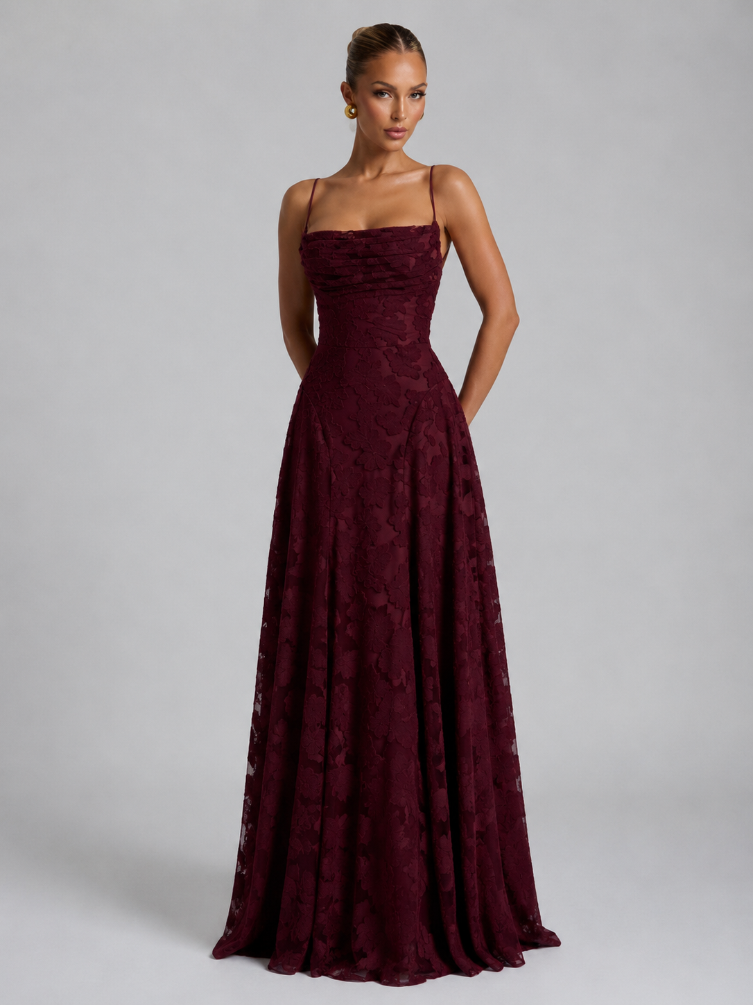 Women's Floral Maxi Dress with Flowing Skirt