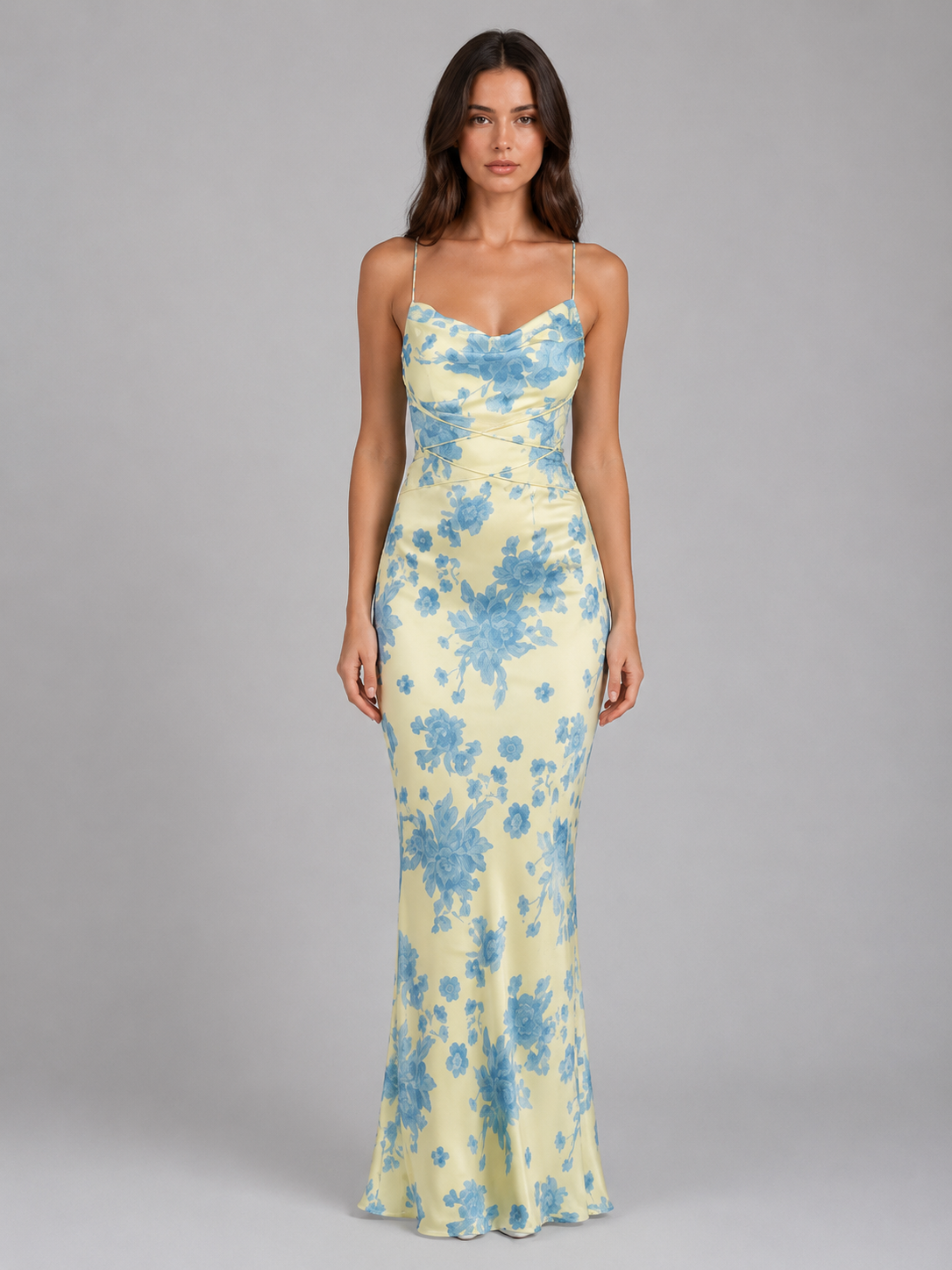 Women's Floral Maxi Dress with Adjustable Straps