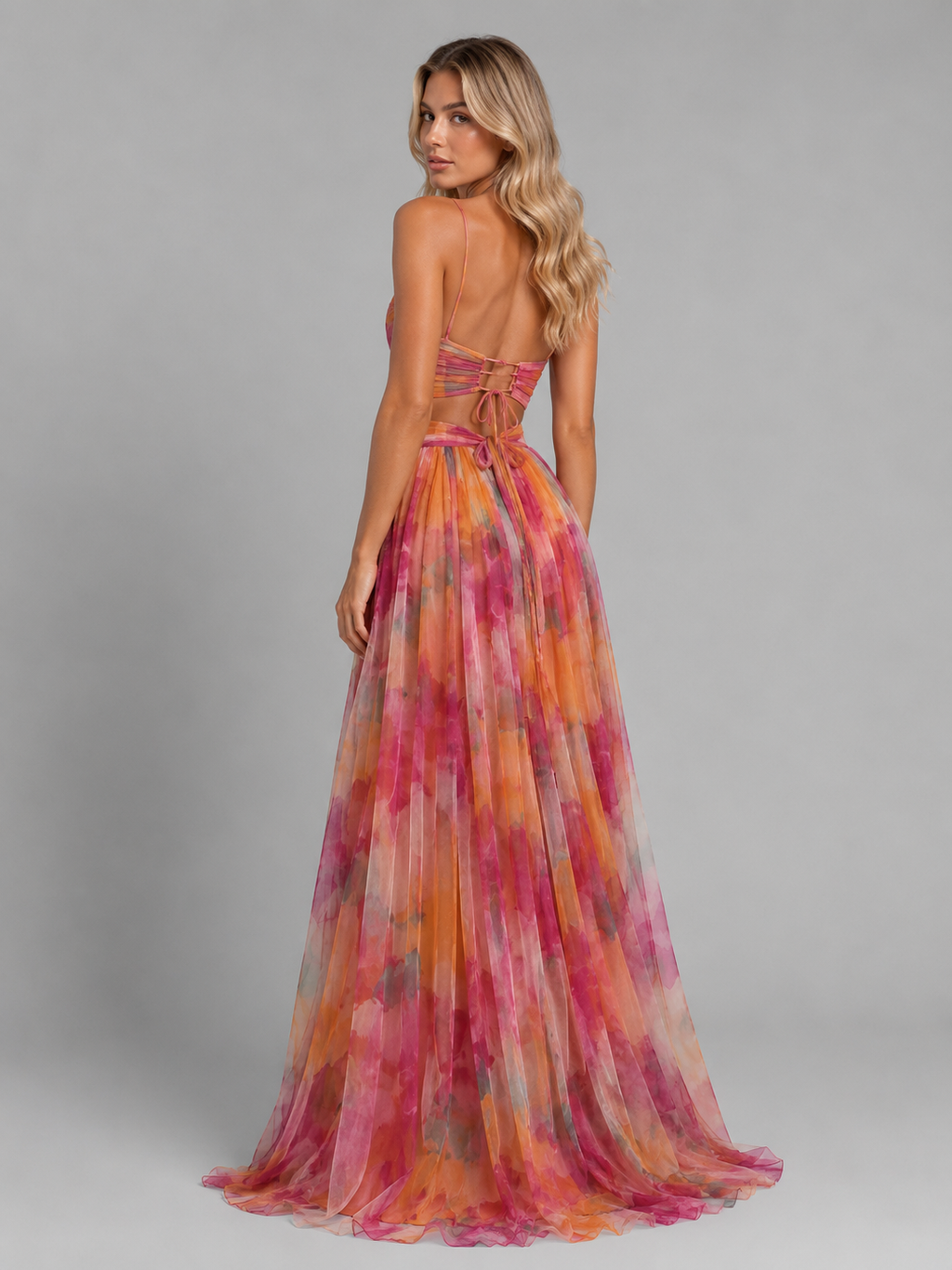 Women's Floral V-Neck Maxi Dress with Flowing Skirt