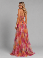 Women's Floral V-Neck Maxi Dress with Flowing Skirt