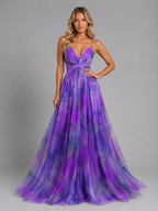 Women's Floral V-Neck Maxi Dress with Flowing Skirt