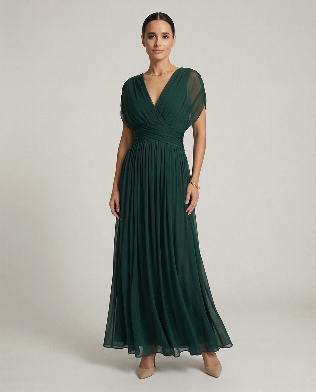 Women's Gradient Pleated Maxi Dress with Flowing Movement