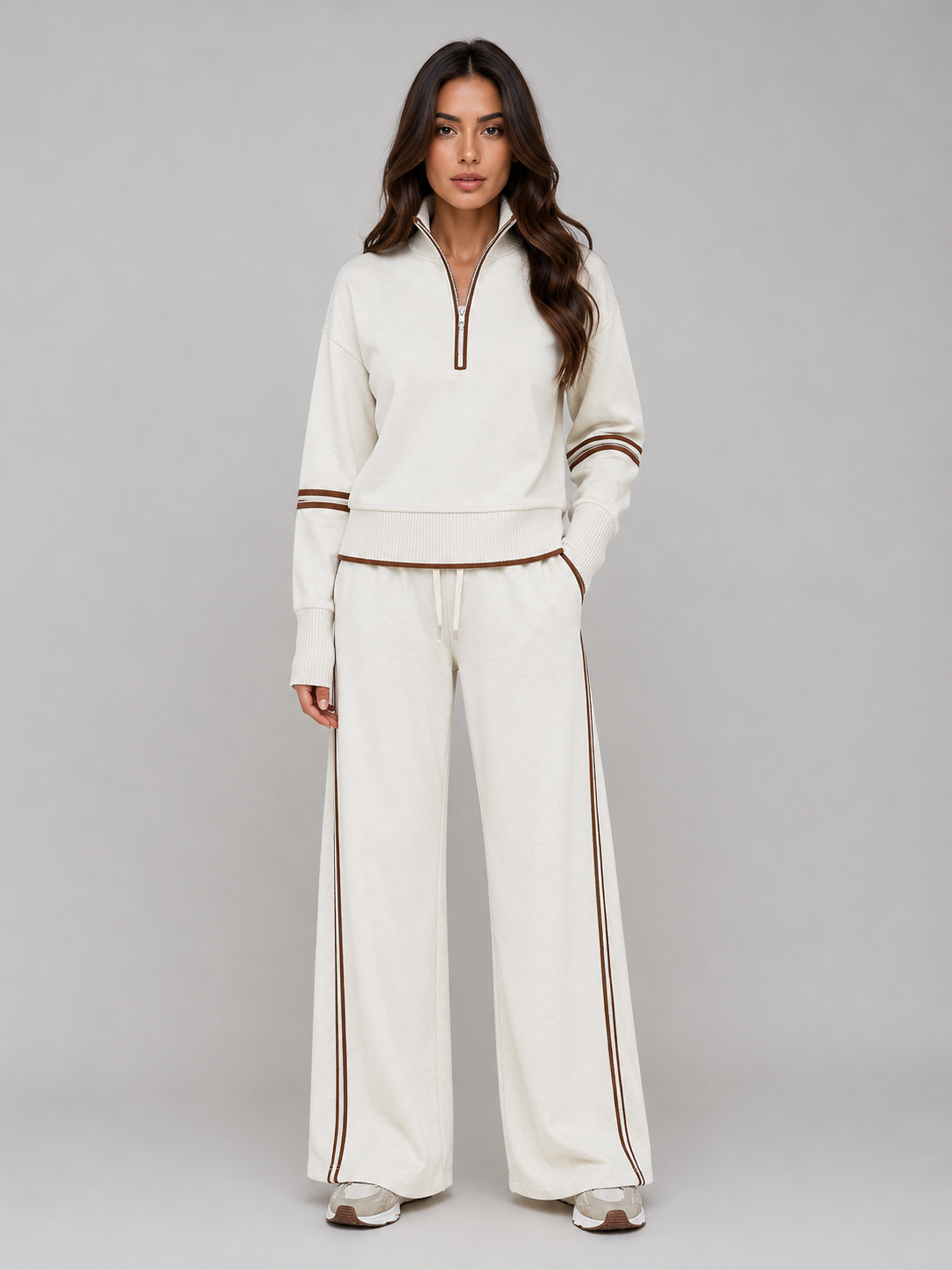 Women's Half Zip Wide Leg Lounge Set
