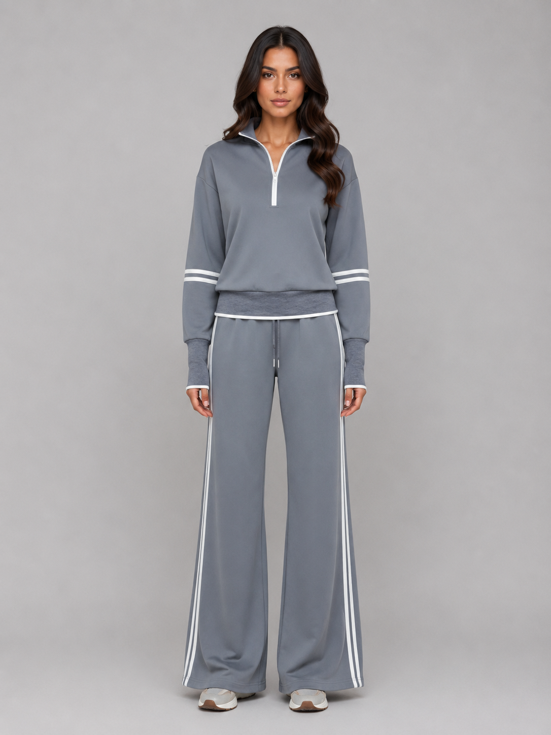 Women's Half Zip Wide Leg Lounge Set