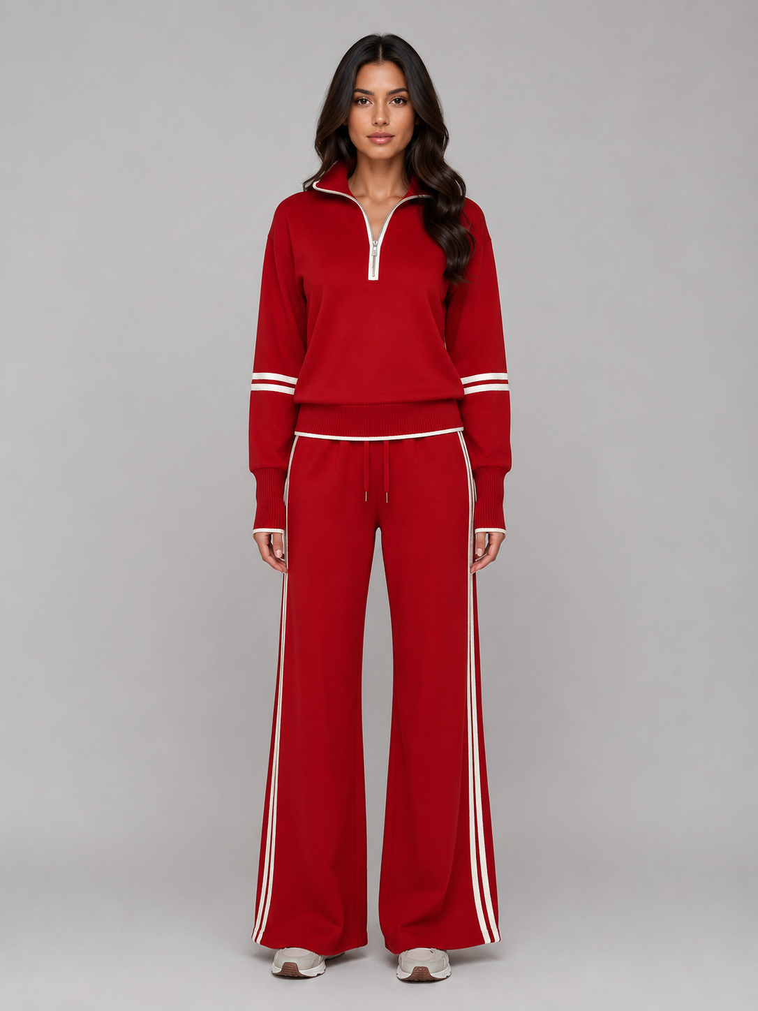 Women's Half Zip Wide Leg Lounge Set