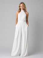 Women's Halter Neck Wide-Leg Jumpsuit for Evening Occasions