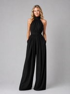 Women's Halter Neck Wide-Leg Jumpsuit for Evening Occasions