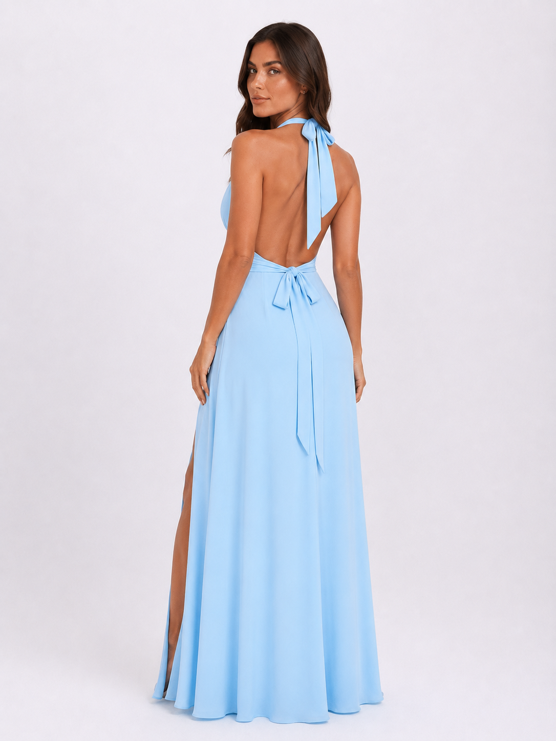 Women's Halterneck Maxi Dress with Side Split