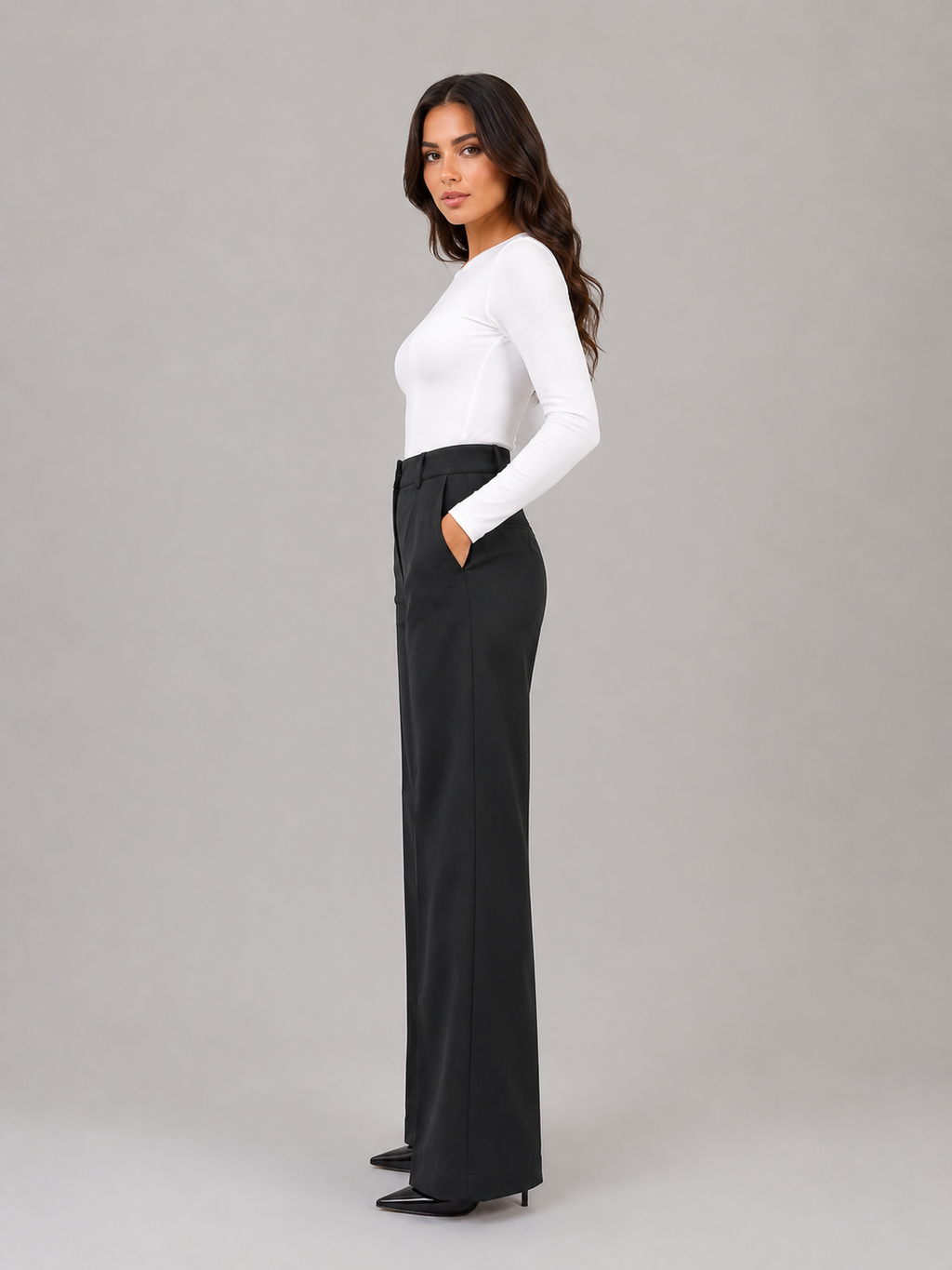 Women's High Waisted Straight Leg Tailored Trousers