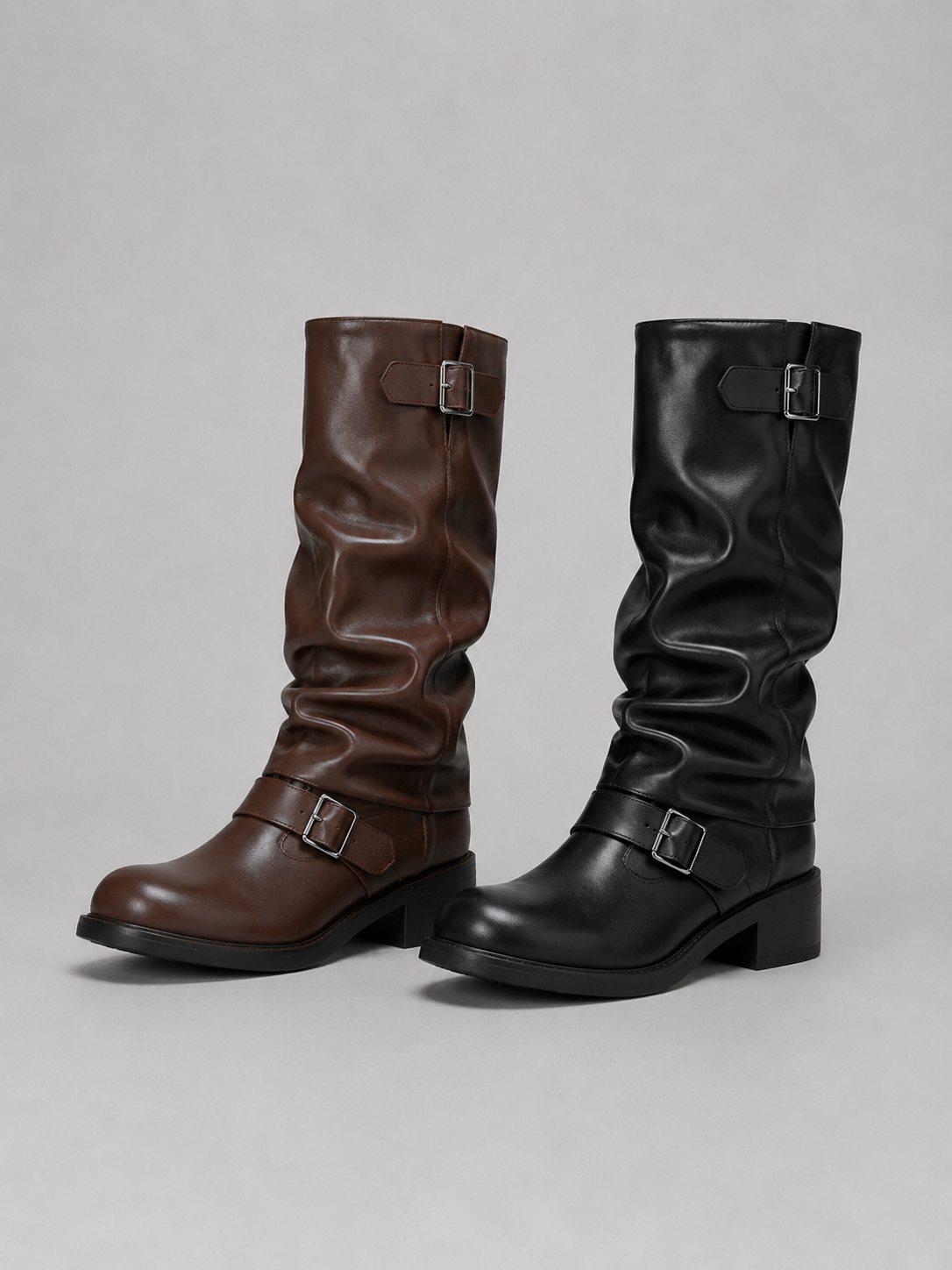 Women's Knee-High Buckle Detail Boots