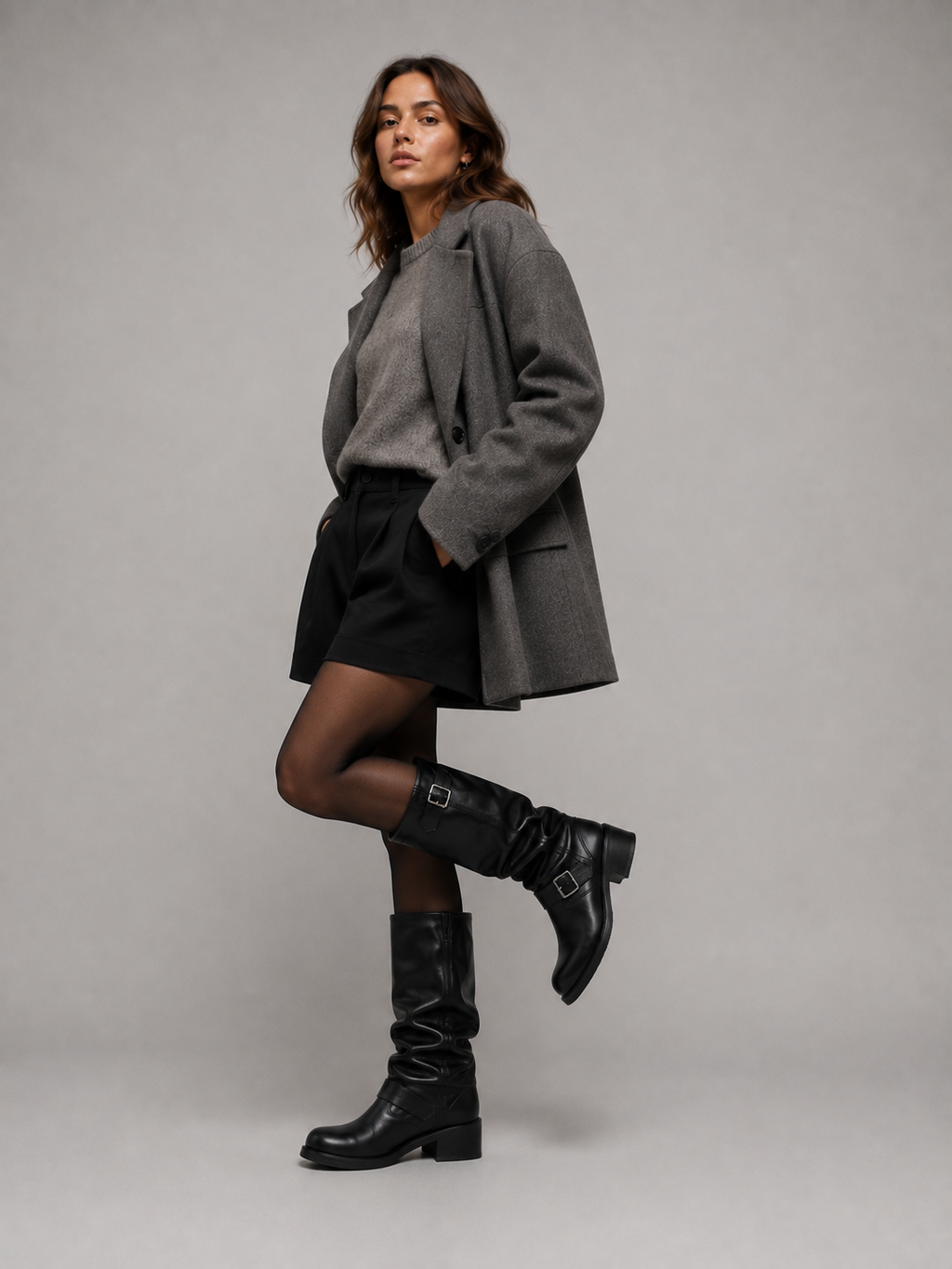 Women's Knee-High Buckle Detail Boots