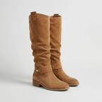 Women's Knee-High Slouch Boots with Suede Finish