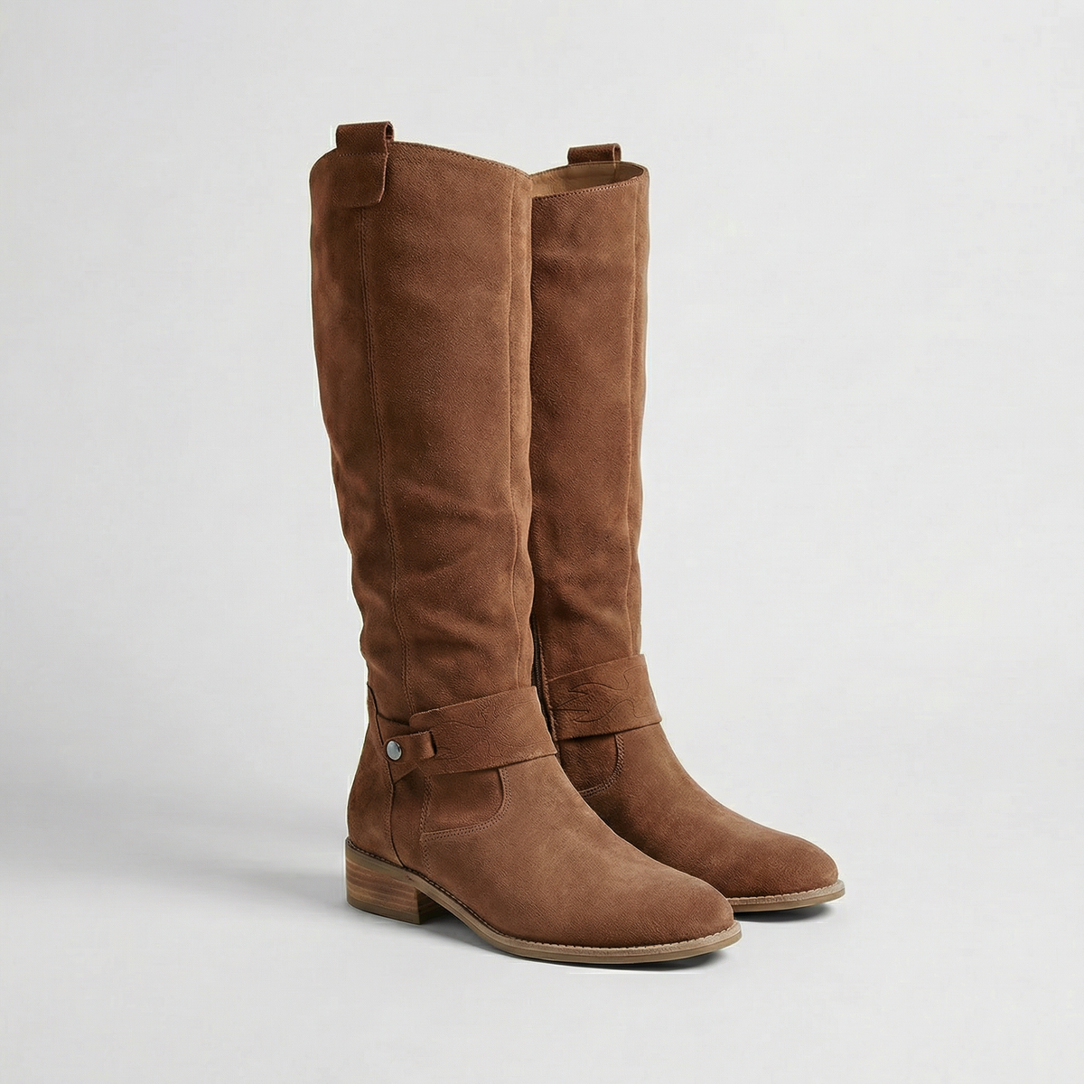 Women's Knee-High Slouch Boots with Suede Finish