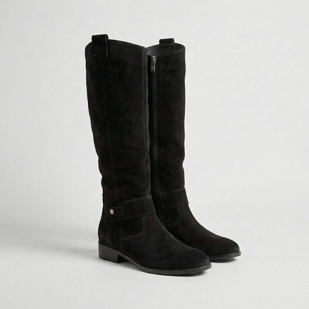 Women's Knee-High Slouch Boots with Suede Finish