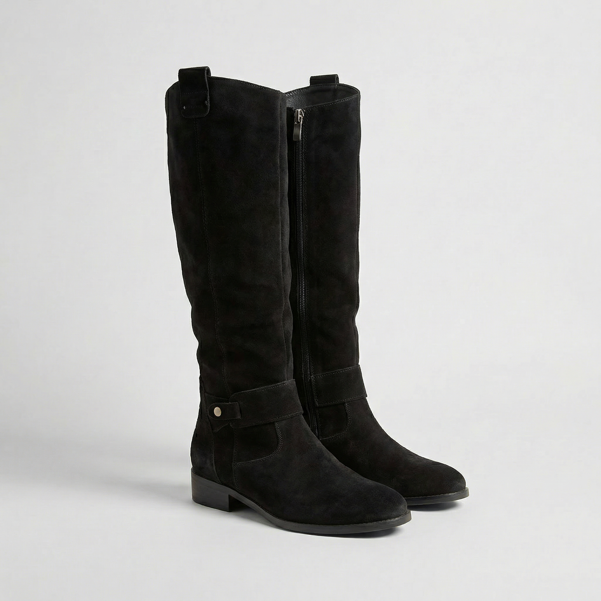 Women's Knee-High Slouch Boots with Suede Finish