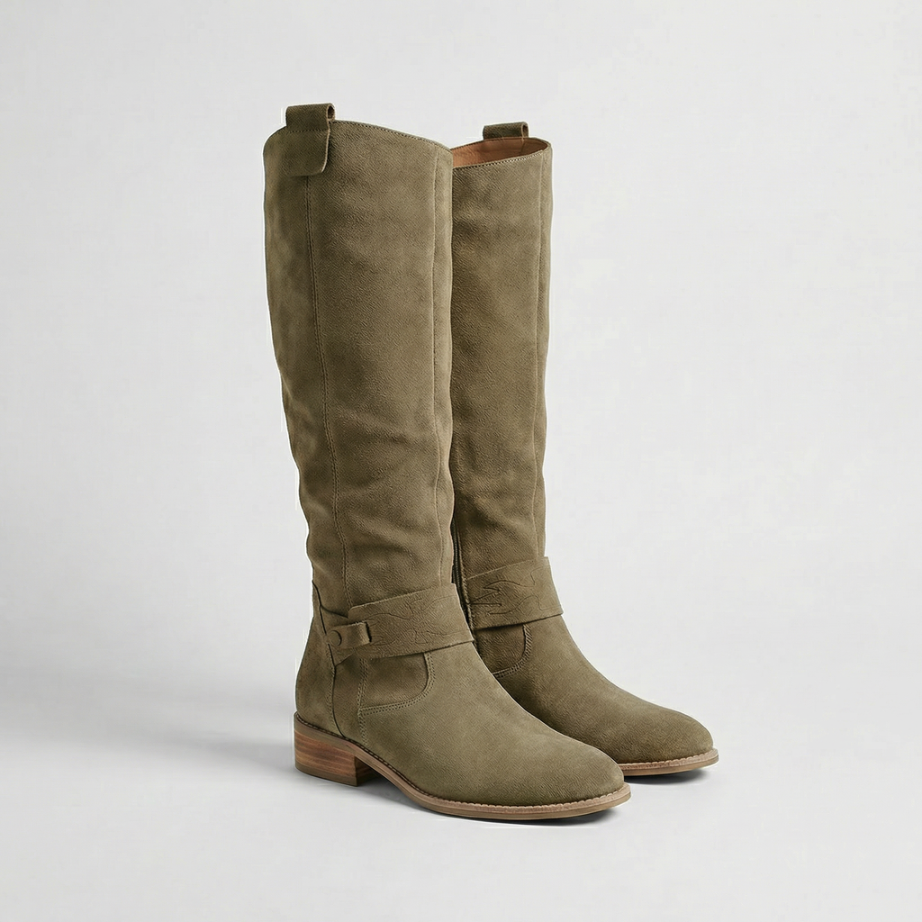 Women's Knee-High Slouch Boots with Suede Finish