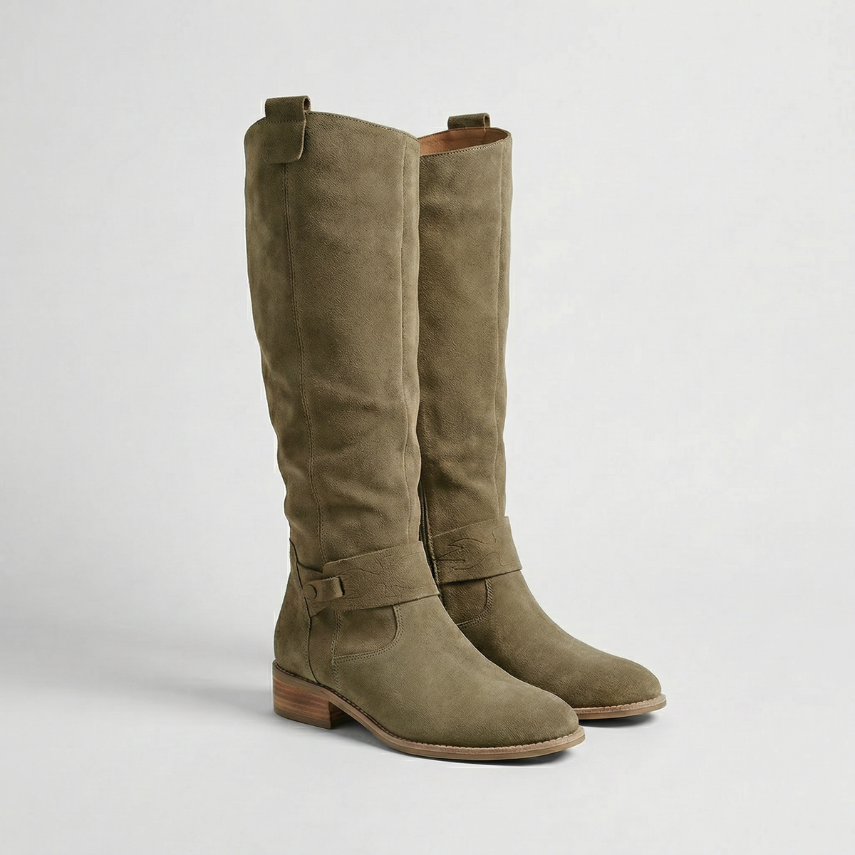 Women's Knee-High Slouch Boots with Suede Finish