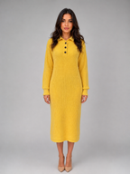 Women's Polo Collar Knit Midi Dress