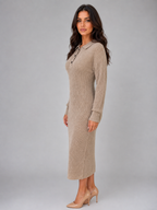 Women's Polo Collar Knit Midi Dress