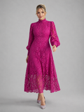 Women's Lace Midi Dress with Long Sleeves