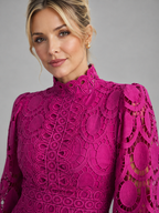 Women's Lace Midi Dress with Long Sleeves