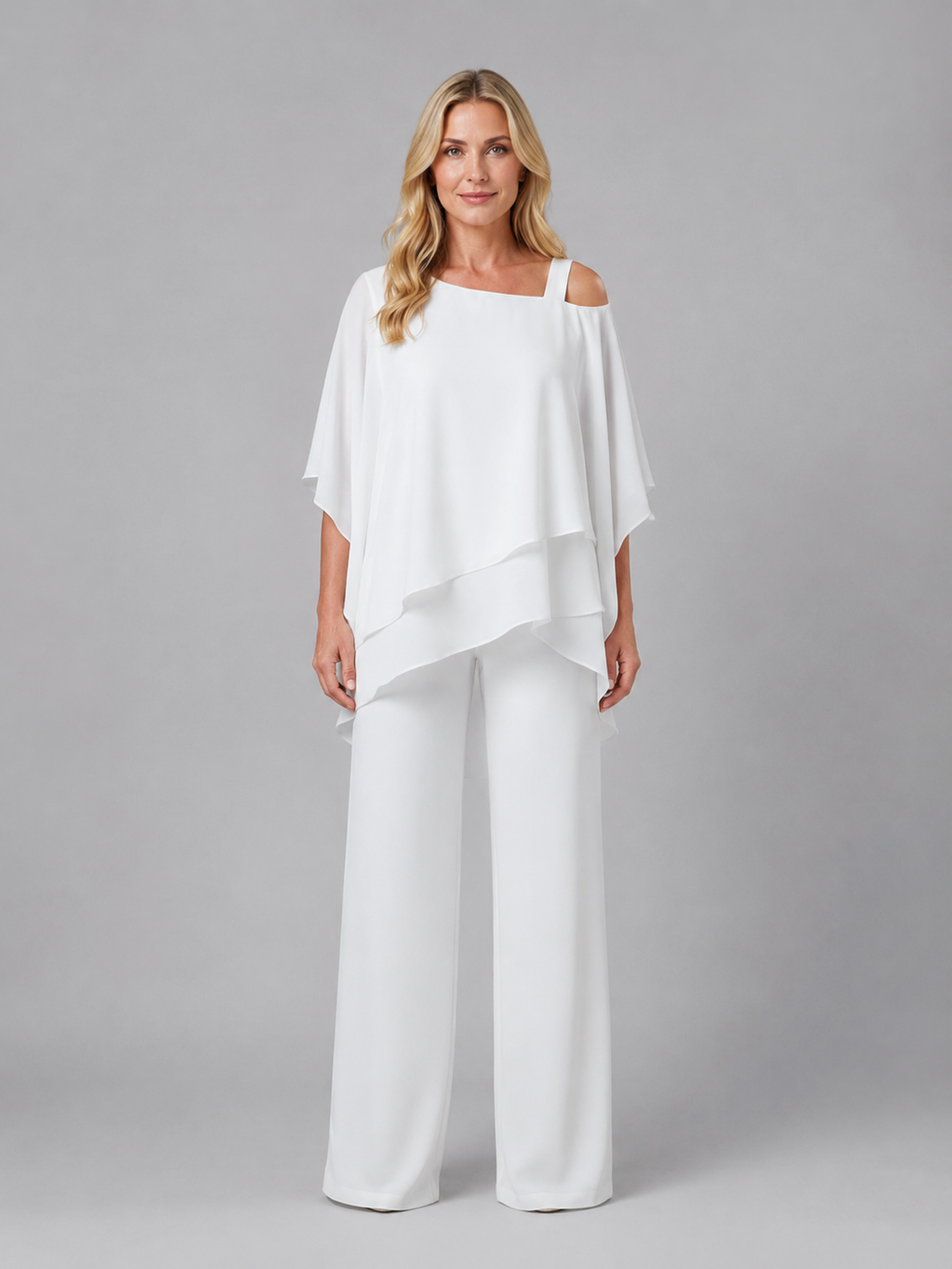 Women's Layered Chiffon Co-Ord Set with Wide Leg Trousers